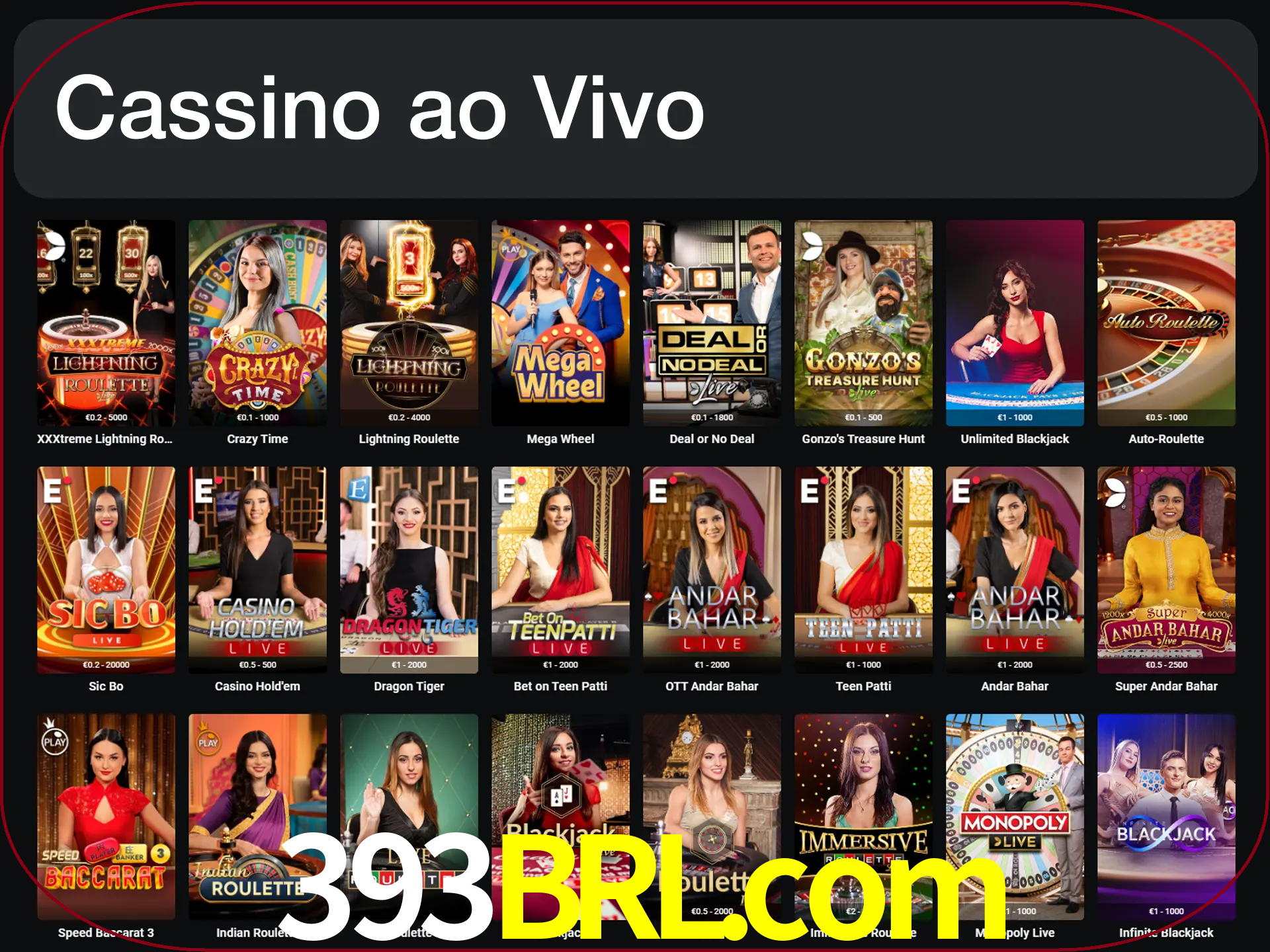Jogue jogos de cassino com um verdadeiro dealer.